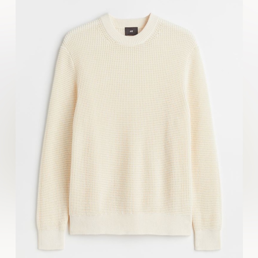H&M regular fit waffle-knit sweater, size S.